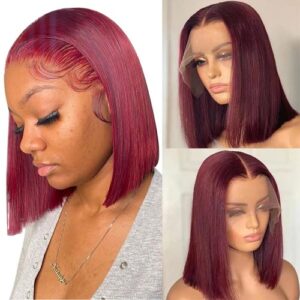 Ella 12A 13*4 Colored Bug Human Hair Lace Front Bob Wig