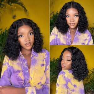 Ella 12A 13*4 Human Hair Lace Front Bob Water Wig